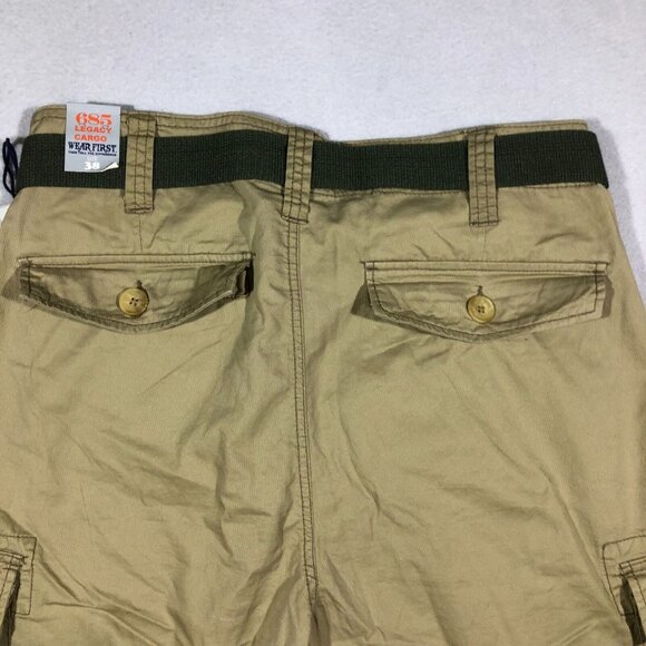 Wear First Shorts Mens 38 Legacy Belted Cargo Shorts Khaki 818853 NEW - Picture 6 of 12